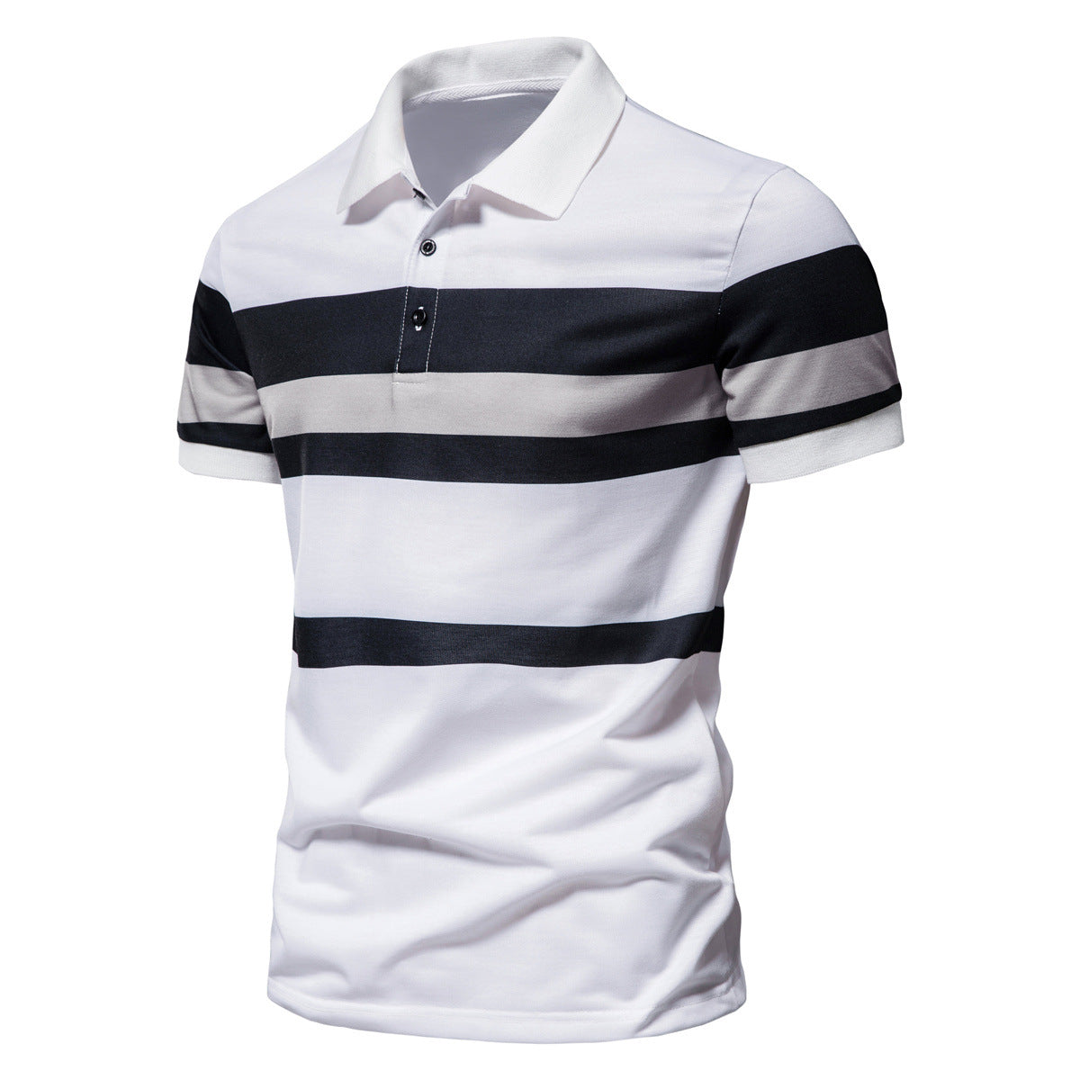 Herren Poloshirt mit klassischen Streifen und atmungsaktiver Baumwolle