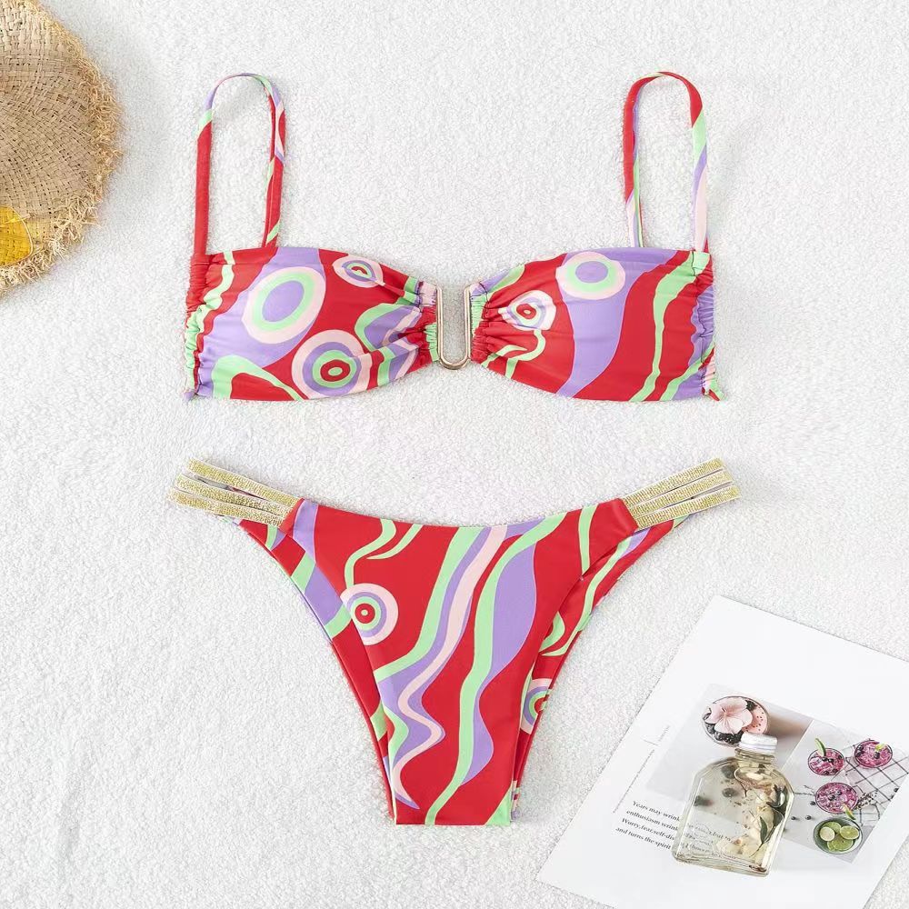 Damen Triangel-Bikini mit elegantem Raffungseffekt und modischen Akzenten R&B