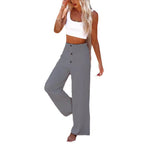 Damen Weite Hochbundhose mit dekorativen Knöpfen R&B
