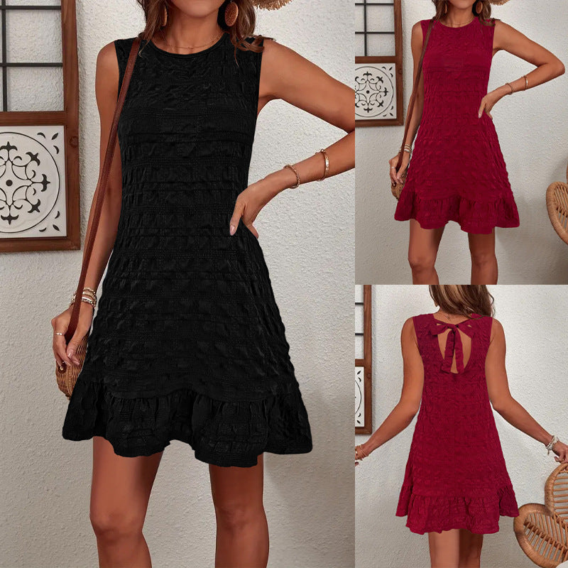 Damen ärmelloses Sommerkleid mit Rüschendetails R&B