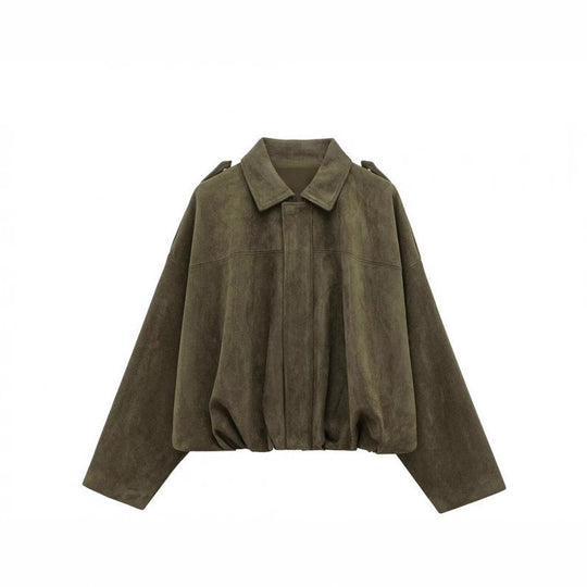 Damen Oversized Jacke aus Kunstleder mit Gummizug R&B