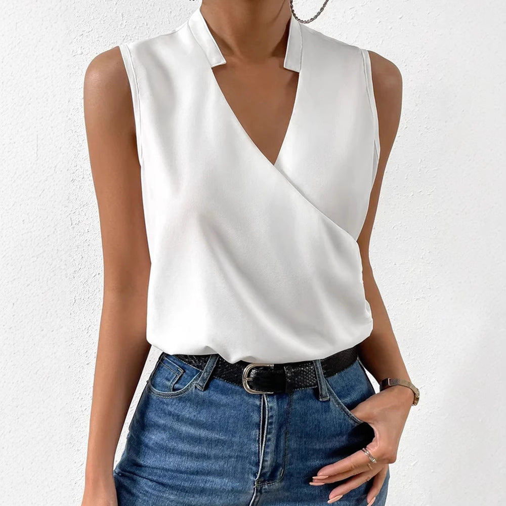 Damen Elegantes Wickeloberteil mit asymmetrischem V-Ausschnitt R&B