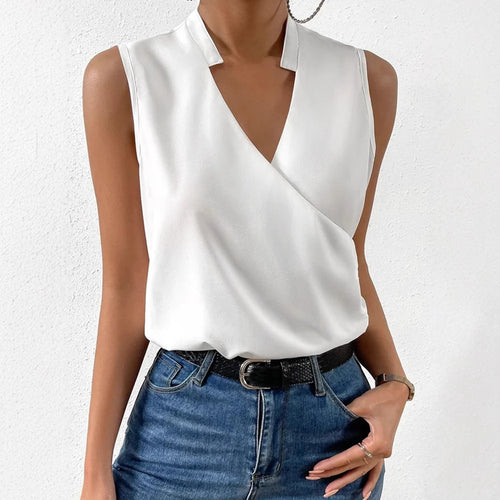 Damen Elegantes Wickeloberteil mit asymmetrischem V-Ausschnitt R&B