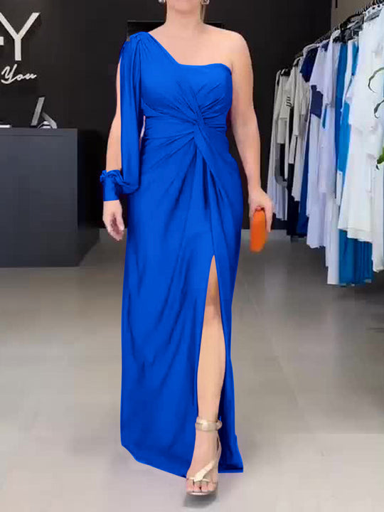 Damen Maxikleid mit asymmetrischem Design und seitlichem Schlitz R&B