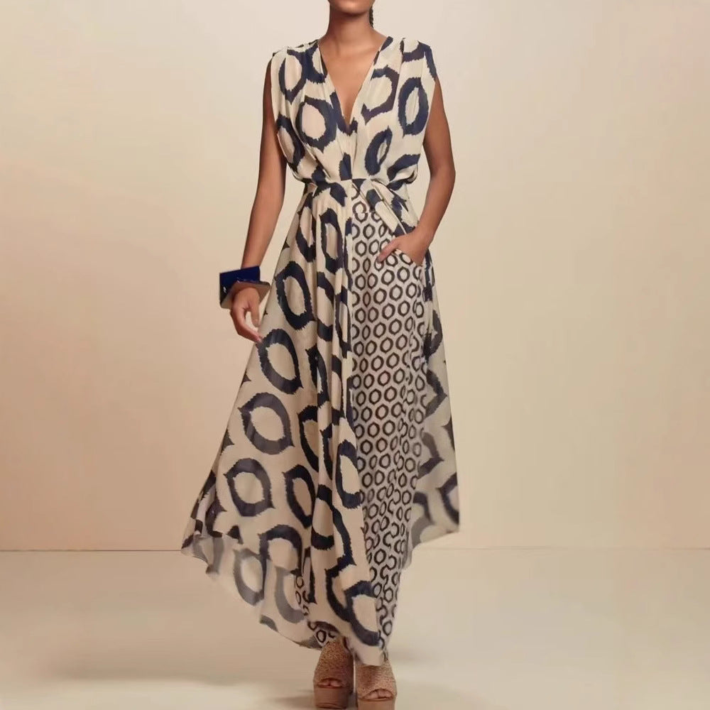 Damen Maxikleid mit raffiniertem Wickeldesign und Taschen R&B