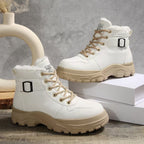 Damen modische Schnürstiefel mit warmem Fleece-Futter und rutschfester Sohle R&B