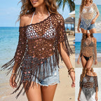 Damen origineller Häkel-Strandüberwurf mit funkelnden Pailletten R&B