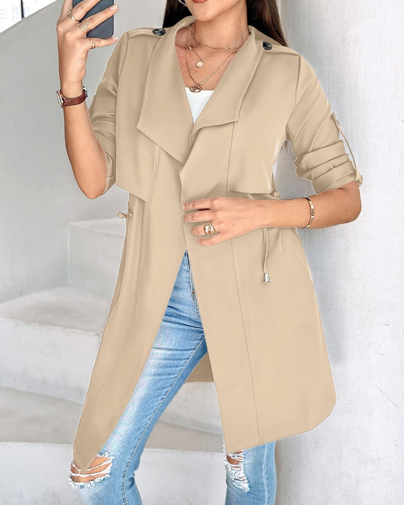Damen Trenchcoat mit abnehmbarer Kapuze und verstellbarem Taillenzug R&B