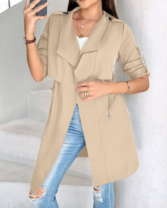 Damen Trenchcoat mit abnehmbarer Kapuze und verstellbarem Taillenzug R&B