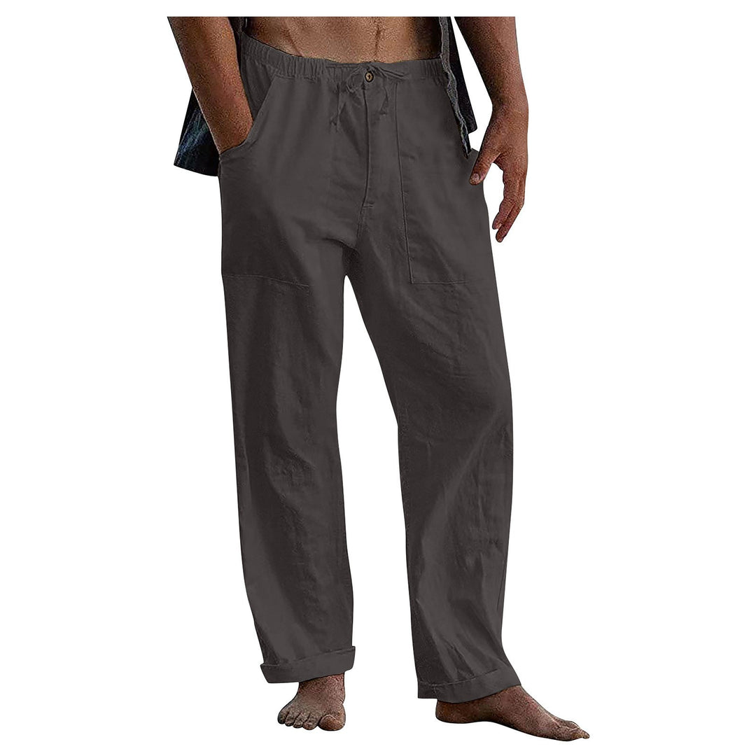 Herren Relaxed Fit Leinenhose mit elastischem Bund und praktischen Taschen R&B
