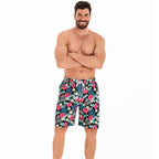 Herren Badeshorts mit floralem Muster und elastischem Bund R&B