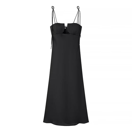Damen Maxikleid mit verstellbaren Spaghetti-Trägern und elegantem Schnitt R&B