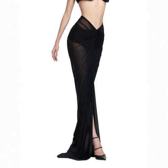 Damen Elegantes transparents Maxikleid mit ärmelloser Silhouette R&B