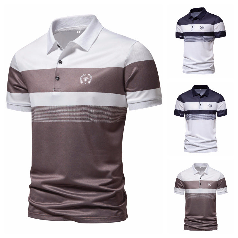Herren Poloshirt mit modernem Streifenmuster und atmungsaktiven Eigenschaften