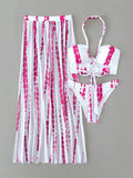 Damen Bikini-Set mit elegantem Maxirock und femininem Oberteil R&B