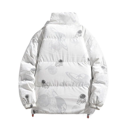 Damen futuristische Steppjacke mit astronautischen Mustern R&B