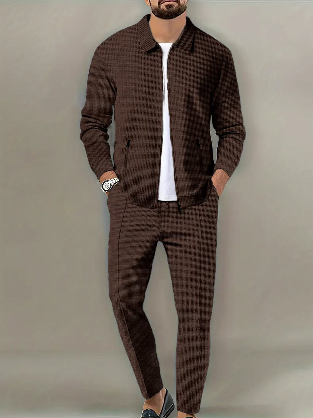 Herren Freizeitanzug mit Modernem Strukturdesign und praktischen Taschen R&B