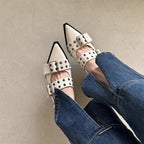 Damen elegante spitze Mules mit dekorativen Schnallen R&B