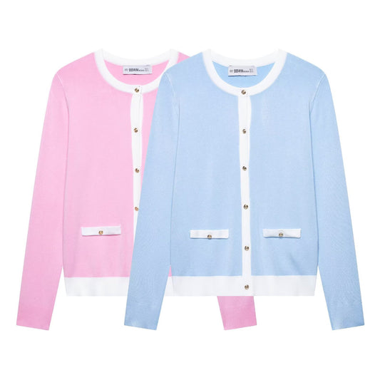Damen elegante Strickjacke mit dekorativen Knöpfen und Taschen R&B