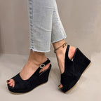Damen Wedge-Pantoletten mit dekorativem Riemendesign und komfortabler Sohle R&B
