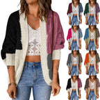 Damen Lockere Strickjacke mit modischem Farbblockdesign und tiefen Taschen R&B