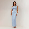 Damen Elegantes Maxikleid mit asymmetrischem Oberteil und figurbetontem Schnitt R&B