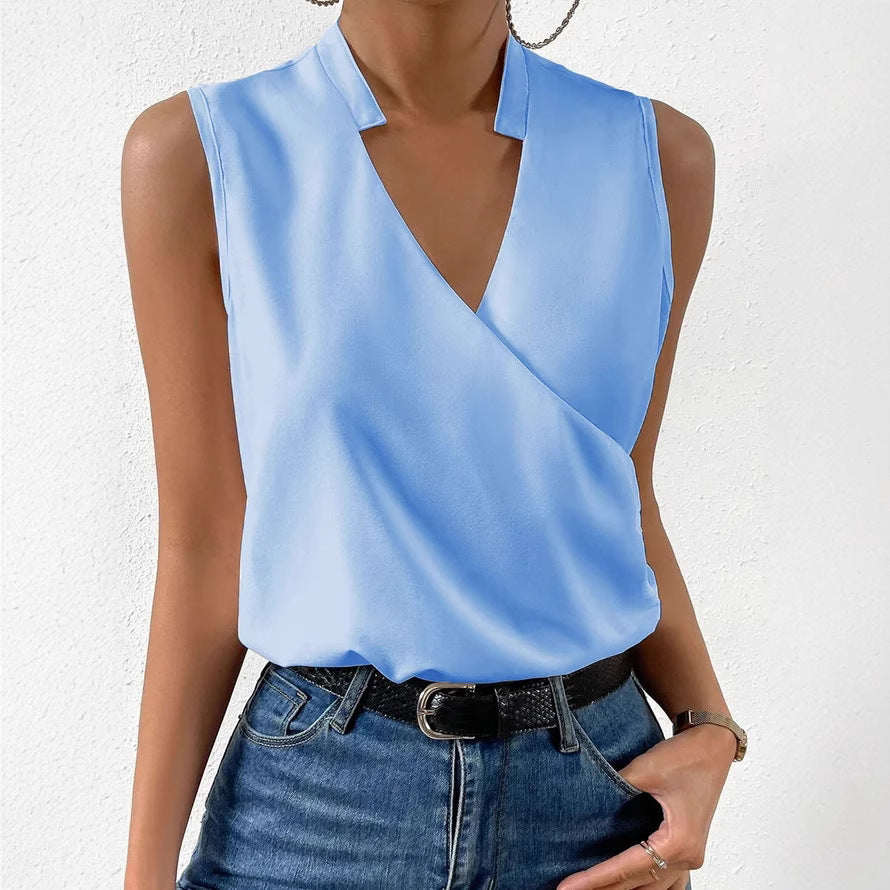 Damen Elegantes Wickeloberteil mit asymmetrischem V-Ausschnitt R&B