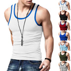 Herren nan eng anliegendes Sport-Top aus elastischem Baumwollmix mit kontrastierter Einfassung R&B