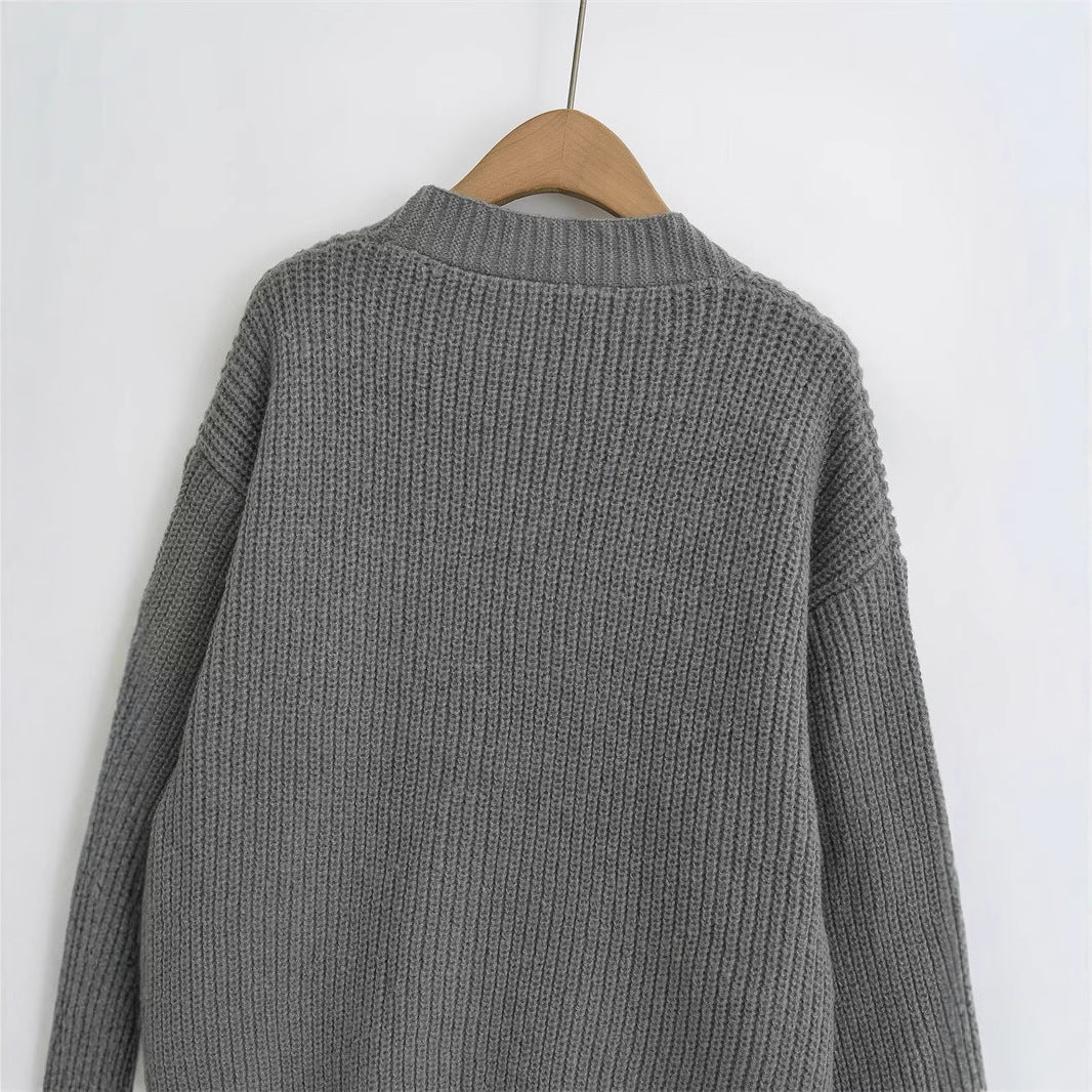 Damen Strickjacke mit großzügigen Taschen und Knopfdetails R&B