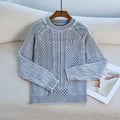 Damen Grob gestrickter Pullover mit Zopfmuster und lässigem Schnitt