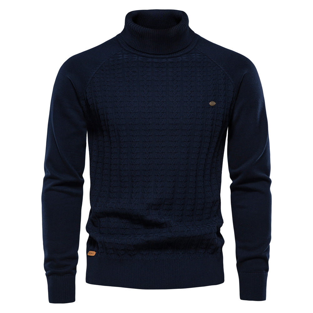 Herren Rollkragenpullover mit strukturiertem Muster R&B