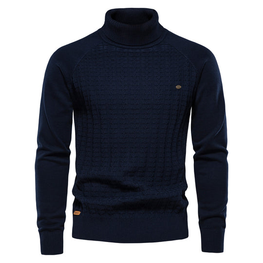 Herren Rollkragenpullover mit strukturiertem Muster R&B