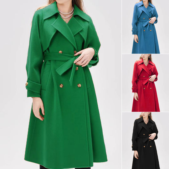 Damen eleganter Trenchmantel mit doppelter Knopfleiste und tailliertem Schnitt R&B
