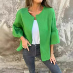 Damen modische Cardigan mit auffälligen Glockenärmeln und lockerer Passform R&B