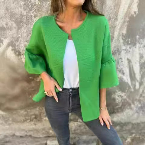 Damen modische Cardigan mit auffälligen Glockenärmeln und lockerer Passform R&B