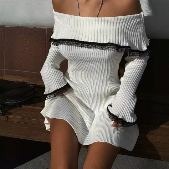 Damen Kleid mit abnehmbarem Spitzenkragen R&B