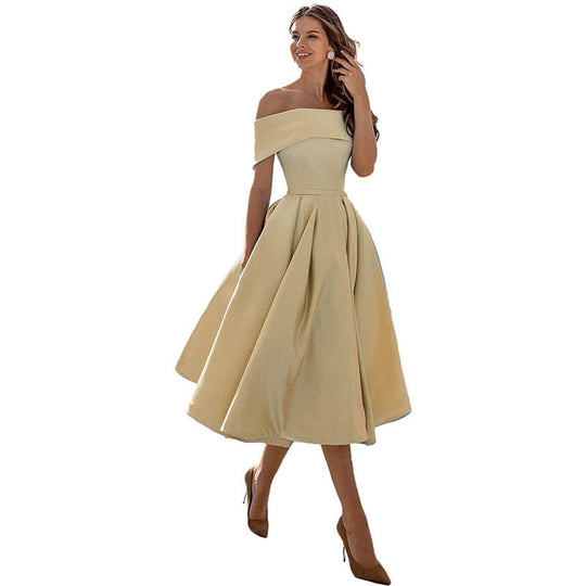 R&B | Legere Mode Satin Cocktailkleid Ohne Träger
