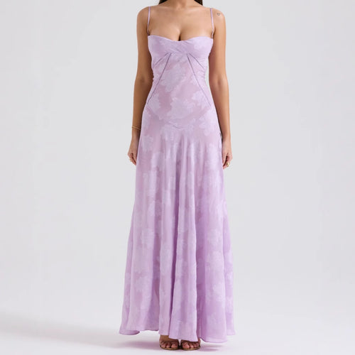 Damen Maxikleid mit dekorativem Spitzen-Oberteil und fließendem Rock R&B