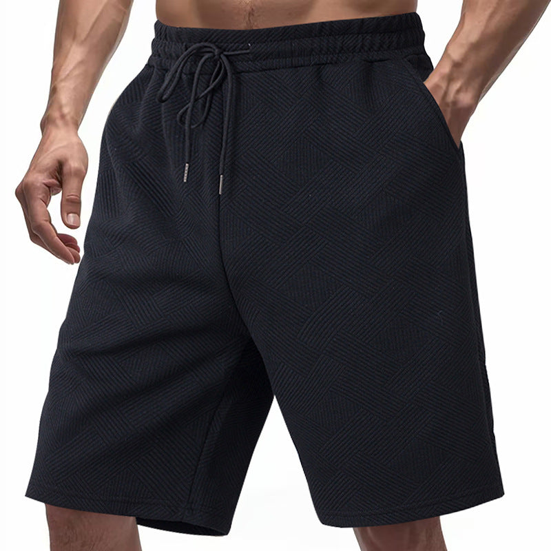 Herren nan knielange Textur-Badeshort mit elastischem Kordelbund und seitlichen Eingrifftaschen R&B