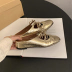 Damen Stylische Riemchen Mules mit dekorativem Schnürdetail R&B