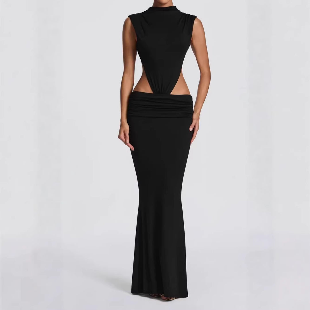 Damen Langes Maxi-Kleid mit raffinierten Cut-Outs und Raffung R&B