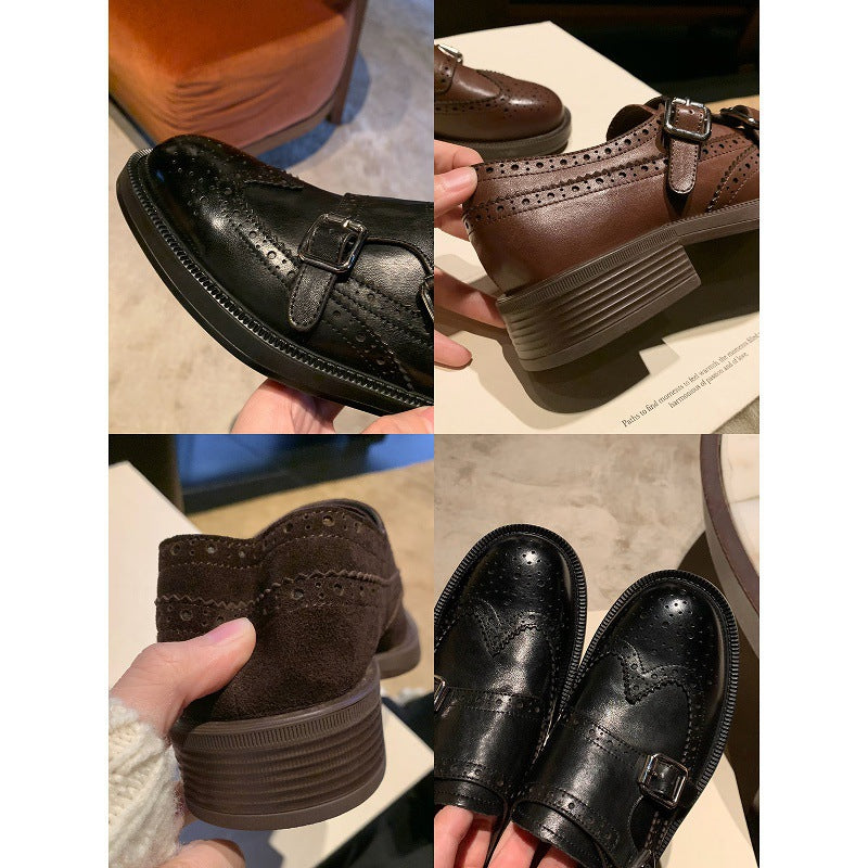 Damen elegante Mokassins mit doppeltem Schnallenverschluss