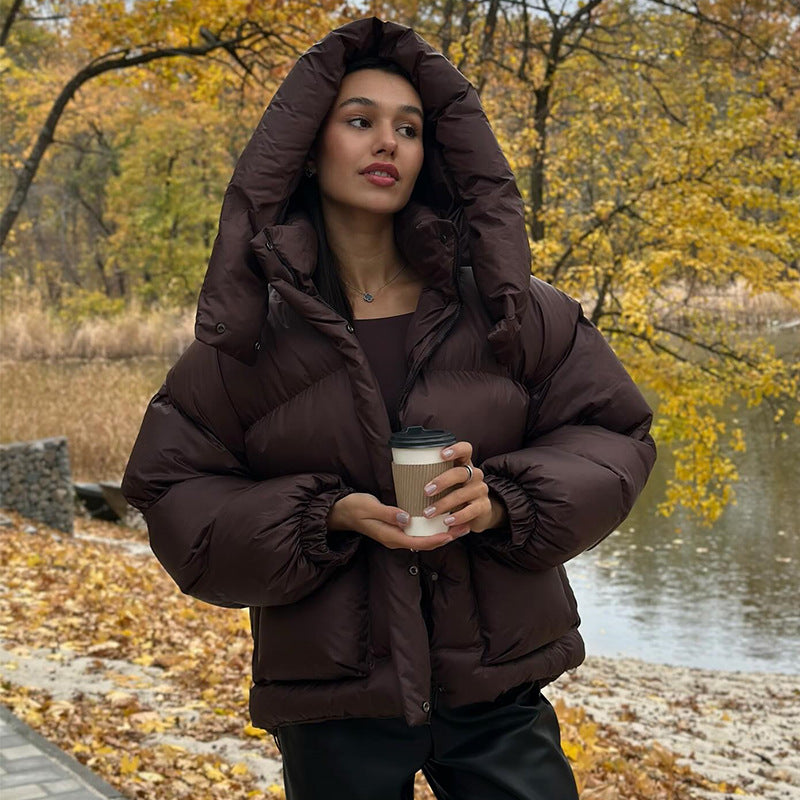 R&B | Damen Gesteppte Winterjacke mit Oversized Kapuze – Warm, Wasserabweisend & Modern