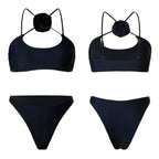 Damen Bikini-Set mit floralem Detail und hohem Beinausschnitt R&B