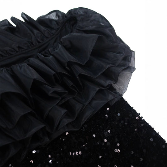 Damen Elegantes Abendkleid mit voluminösen Rüschen und funkelnden Pailletten R&B