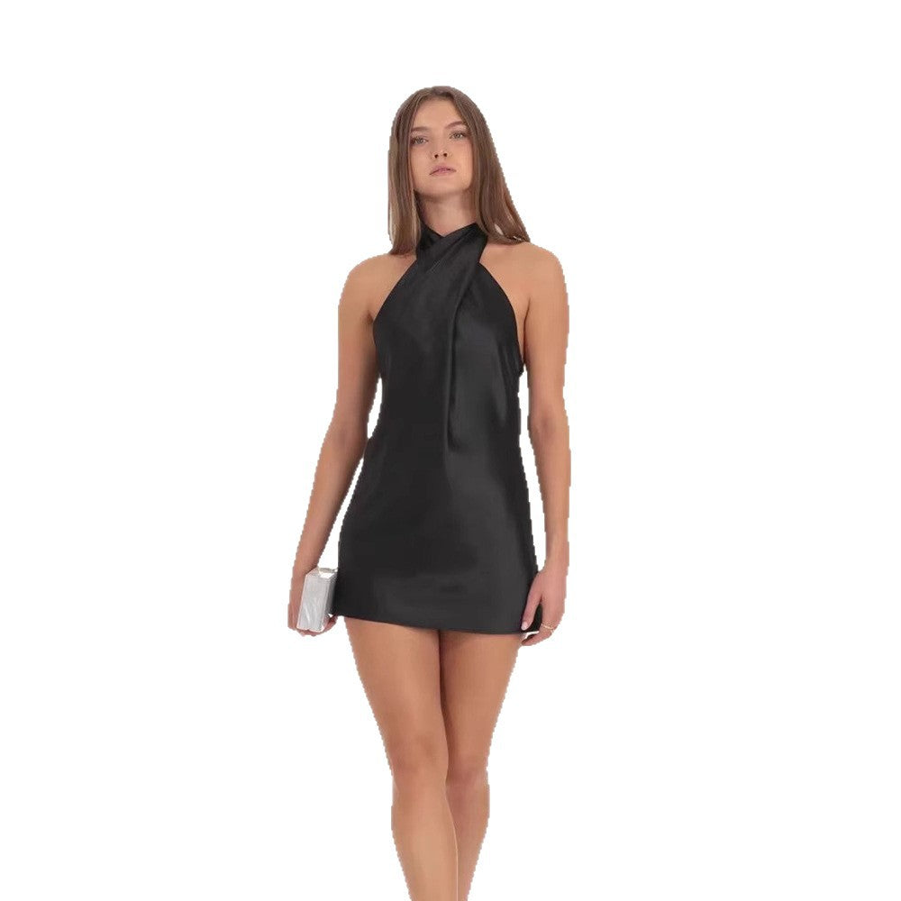 Damen Halterkleid mit schwingendem Rock und elegantem Knotendesign R&B