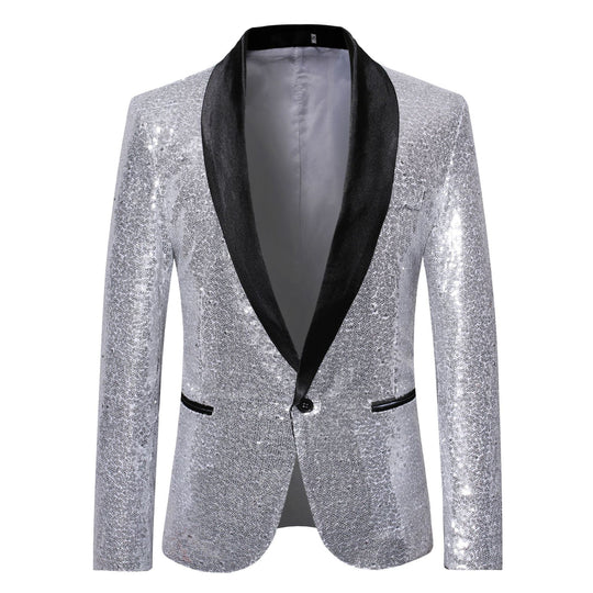 Herren eleganter Pailletten Blazer im modernen Schnitt R&B