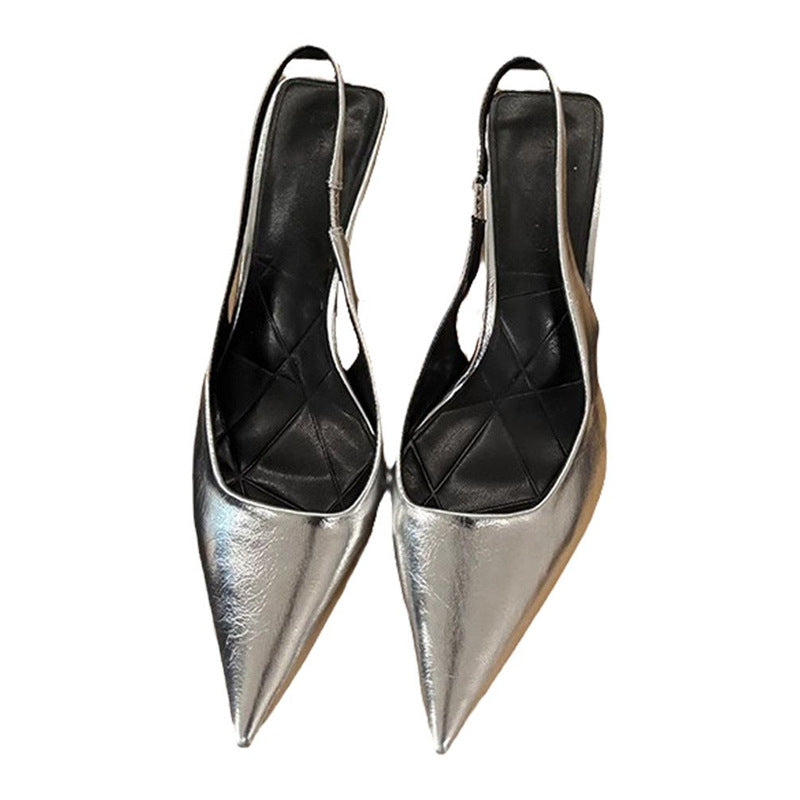 Damen Slingback High Heel Pumps mit spitzem Design und elegantem Metallfinish R&B