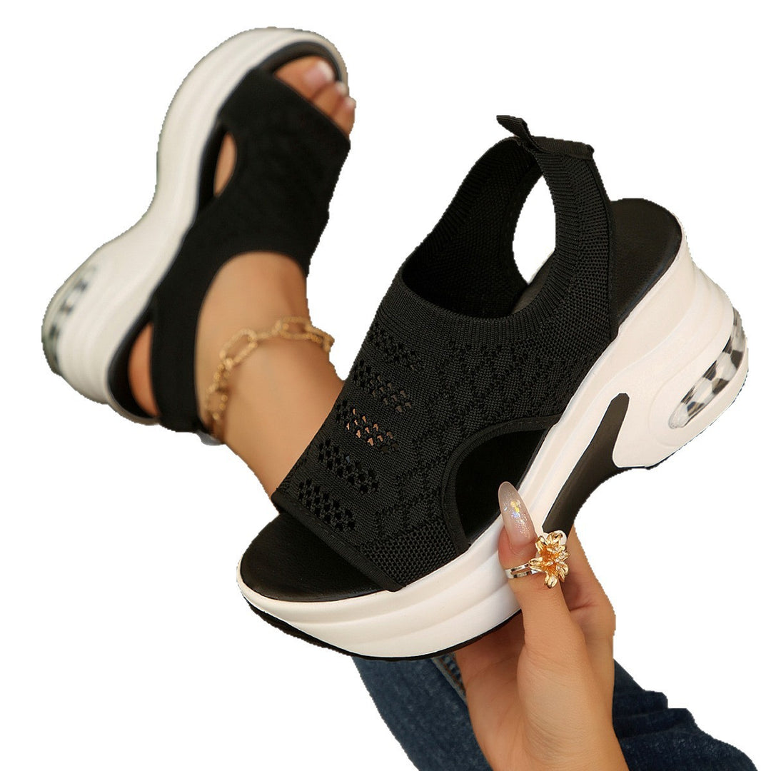 Damen Sportliche Sandalen mit atmungsaktivem Obermaterial und trendiger Plateausohle R&B