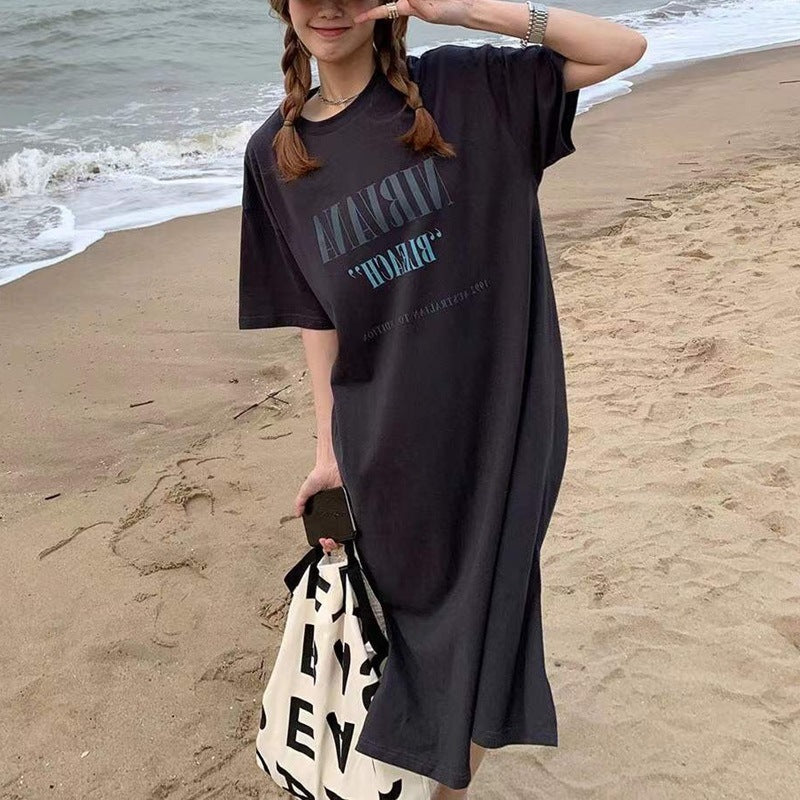 Damen Freizeitkleid mit grafischem Druck und lässigem Schnitt